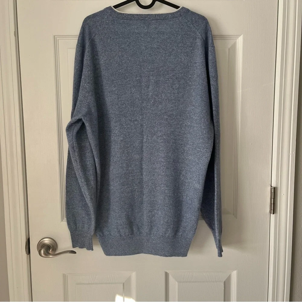 NWOT Men's Fedeli V Neck Sweater size 54(IT) in Blue - Picture 4 of 6